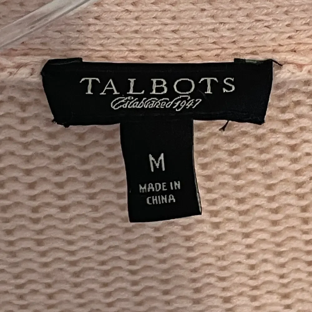 Talbots Pink Lambswool Cardigan Womens Medium V-Neck Soft Blush Button Sweater - Picture 5 of 9